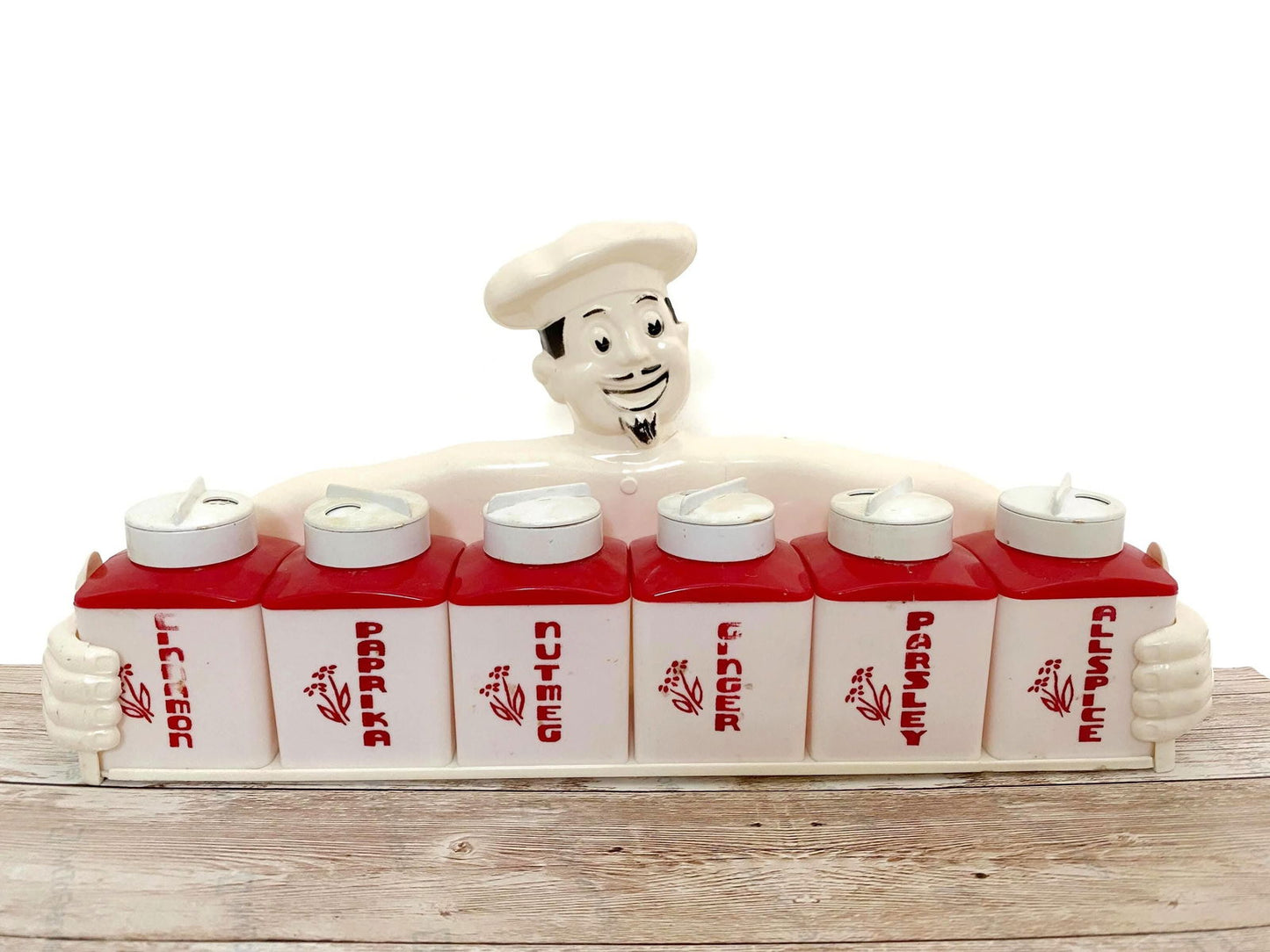 Midcentury Red and White Plastic Spice Rack by Dapol - Duckwells