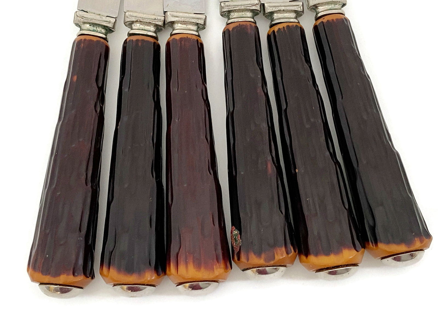 Midcentury Sheffield Steak Knives with Rustic Handles - Duckwells