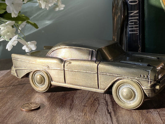 Vintage 1957 Chevy Automobile Cast Metal Coin Bank at Duckwells