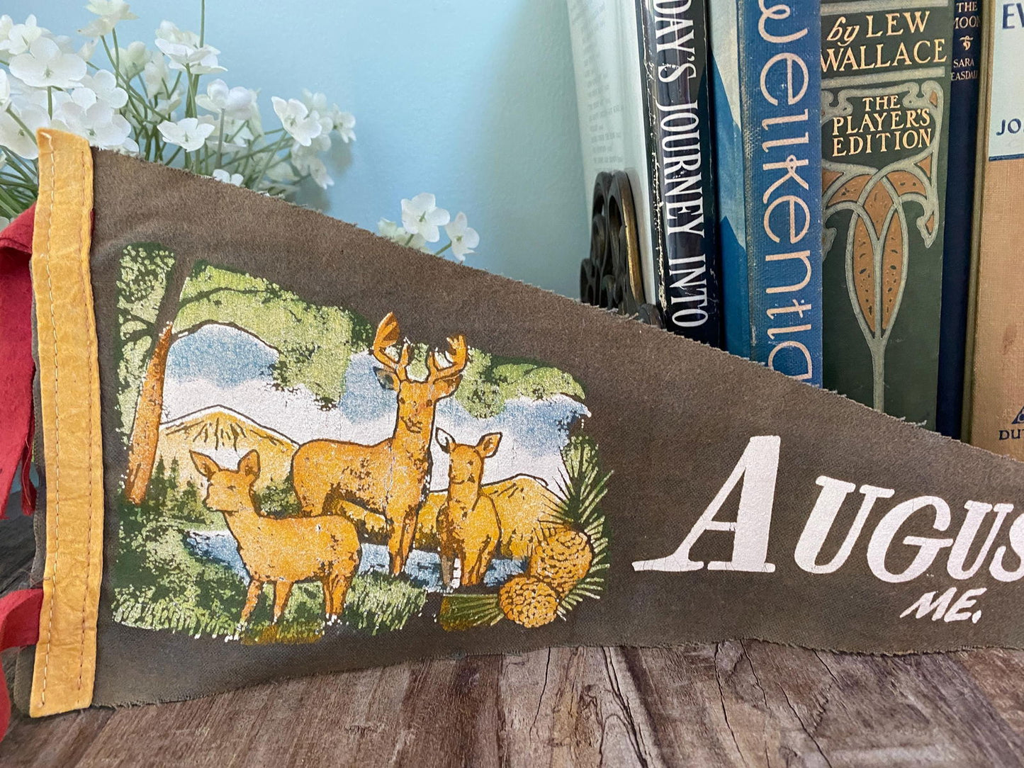 Vintage Augusta Maine Felt Souvenir Pennant - Duckwells