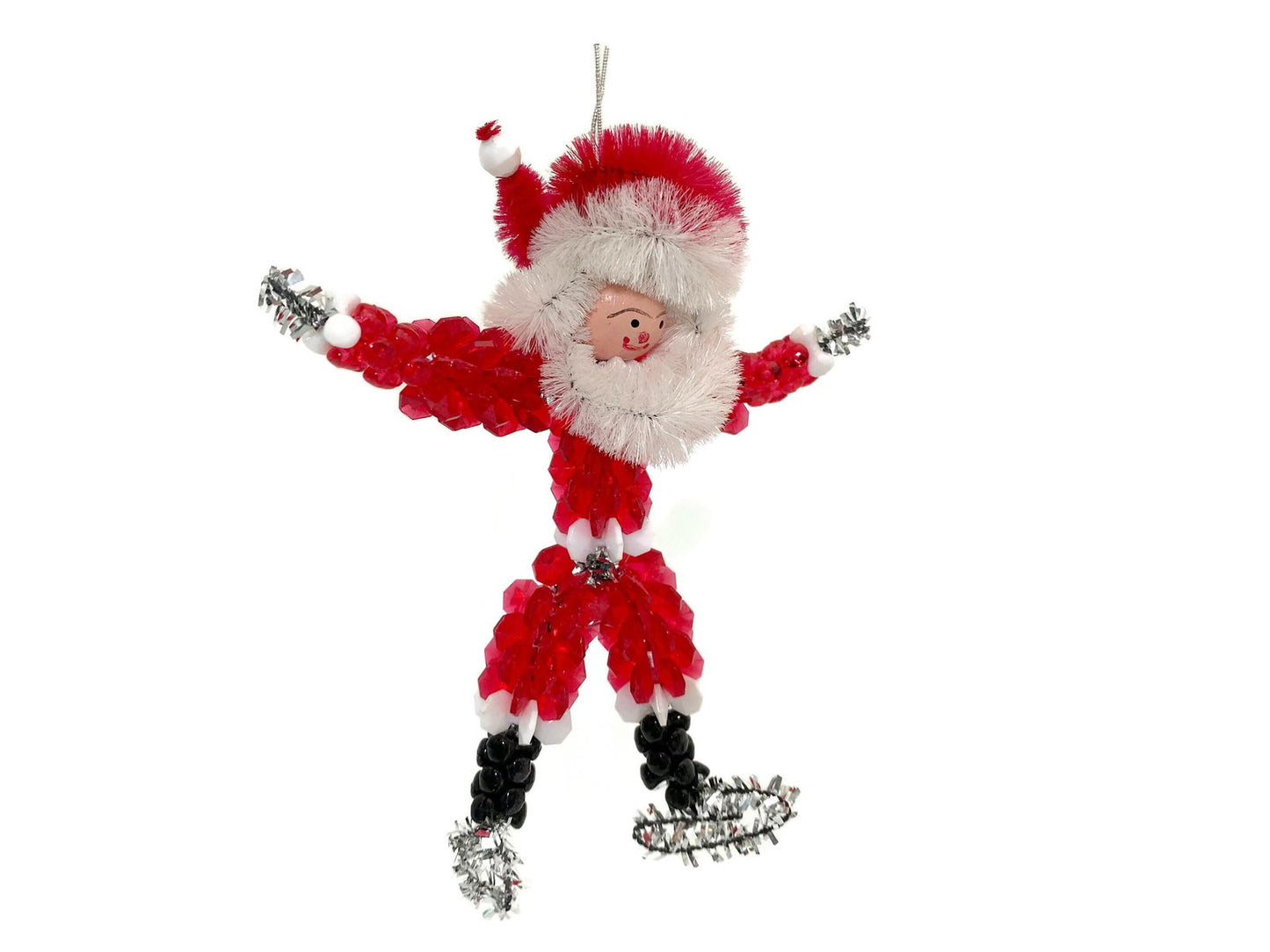 Vintage Beaded Santa Christmas Tree Ornament at Duckwells