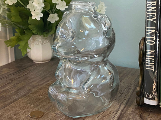 Vintage Bear Glass Bank by Anchor Hocking at Duckwells