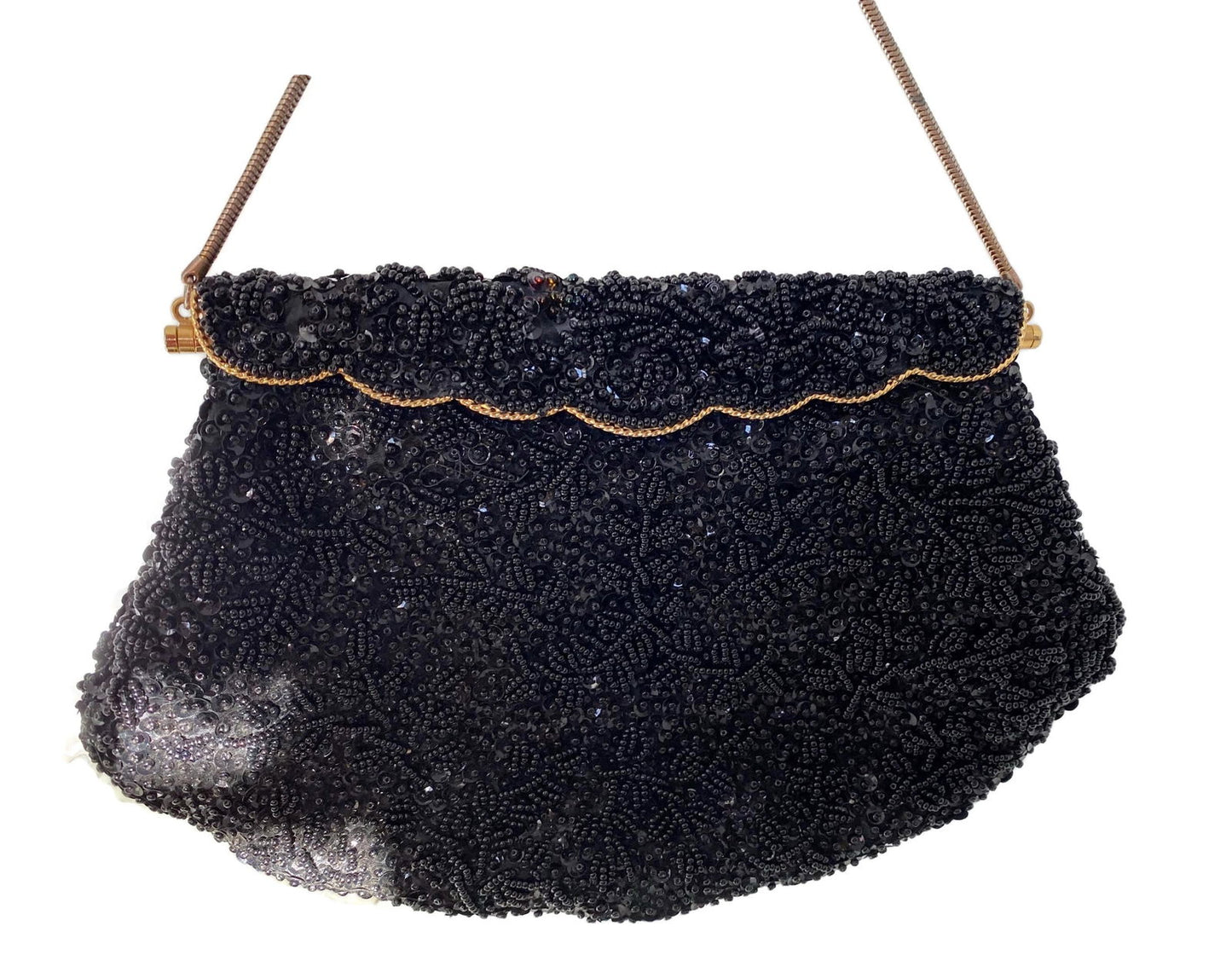 Vintage Black Beaded Purse at Duckwells