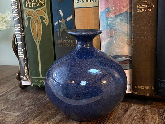 Vintage Blue Stoneware Pottery Bud Vase at Duckwells