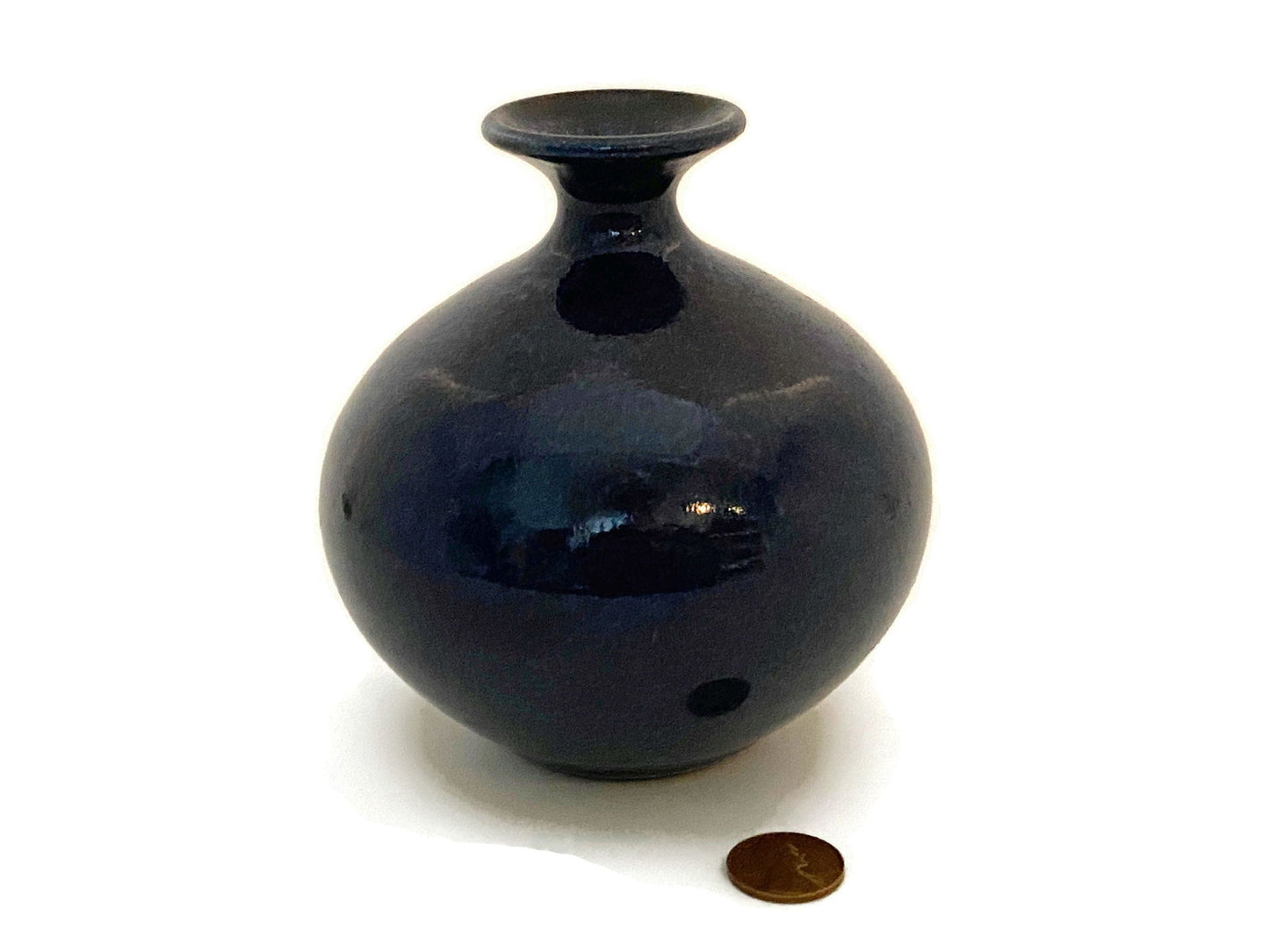 Vintage Blue Stoneware Pottery Bud Vase at Duckwells