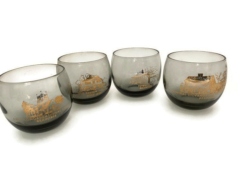 Vintage Braintree Massachusetts Roly Poly Glasses - Duckwells