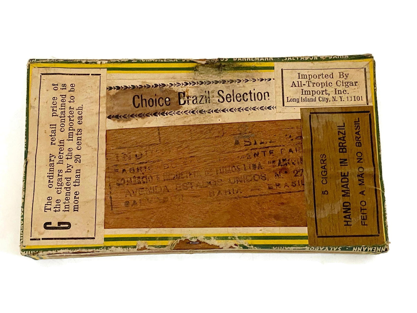 Vintage Brazilian Cigar Wood Box - Duckwells