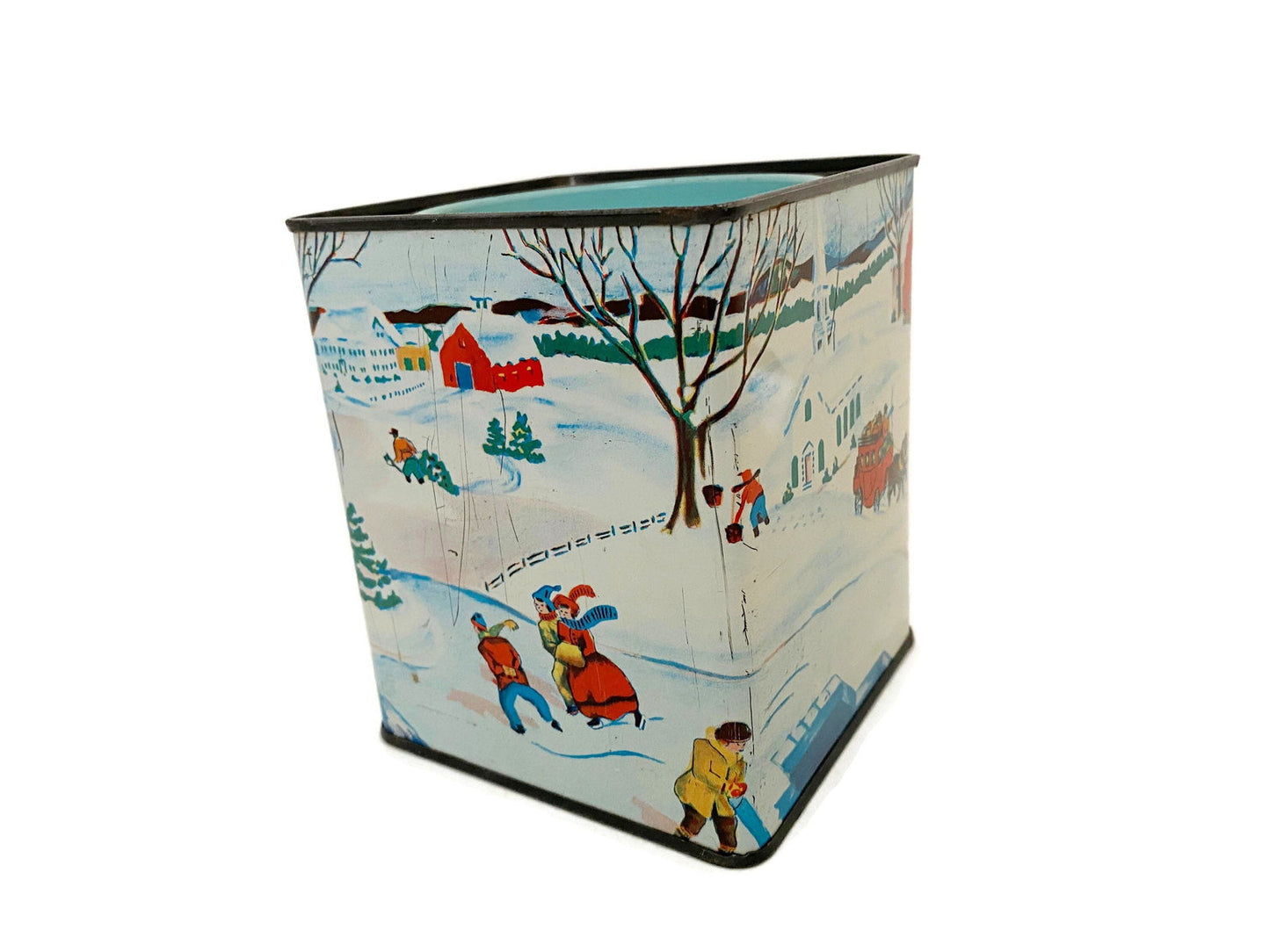 Vintage Candy Tin Litho with Winter Scene - Duckwells