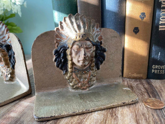 Vintage Cast Iron Indian Chief bookends at Duckwells