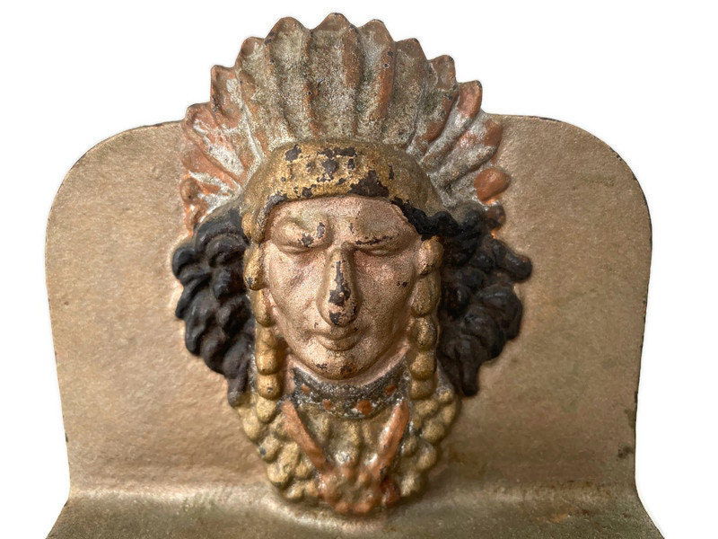 Vintage Cast Iron Indian Chief bookends at Duckwells