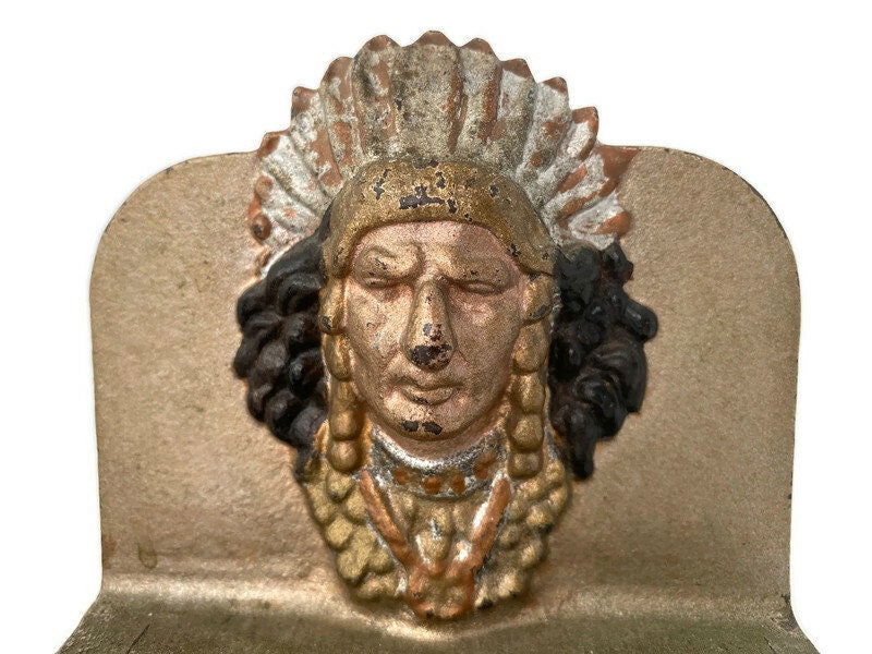 Vintage Cast Iron Indian Chief bookends at Duckwells