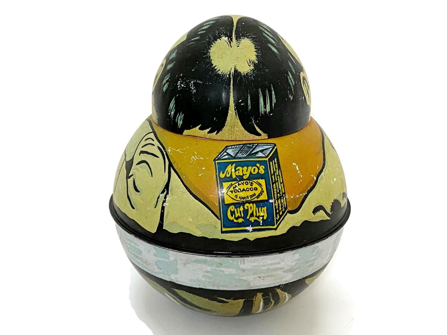 Vintage Cowboy Roly Poly Tin by Bristol Ware Division of Chein - Duckwells