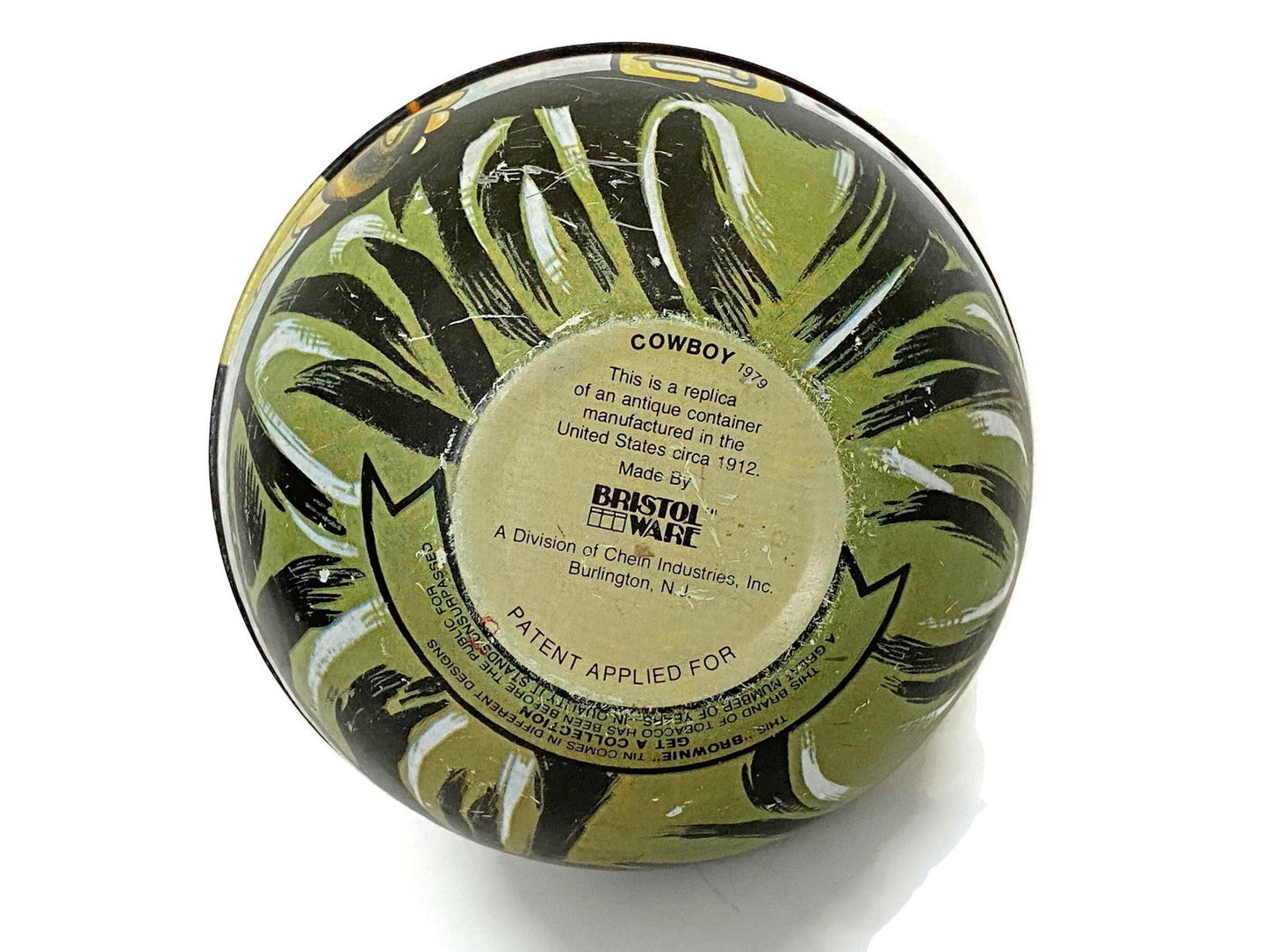 Vintage Cowboy Roly Poly Tin by Bristol Ware Division of Chein - Duckwells