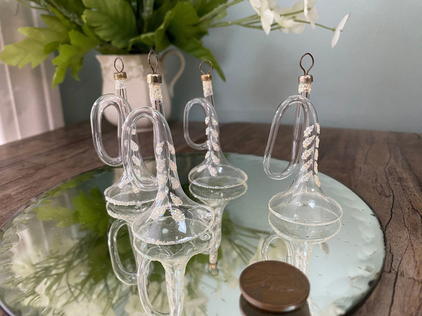 Vintage Horns Clear Christmas Tree Ornaments - Duckwells