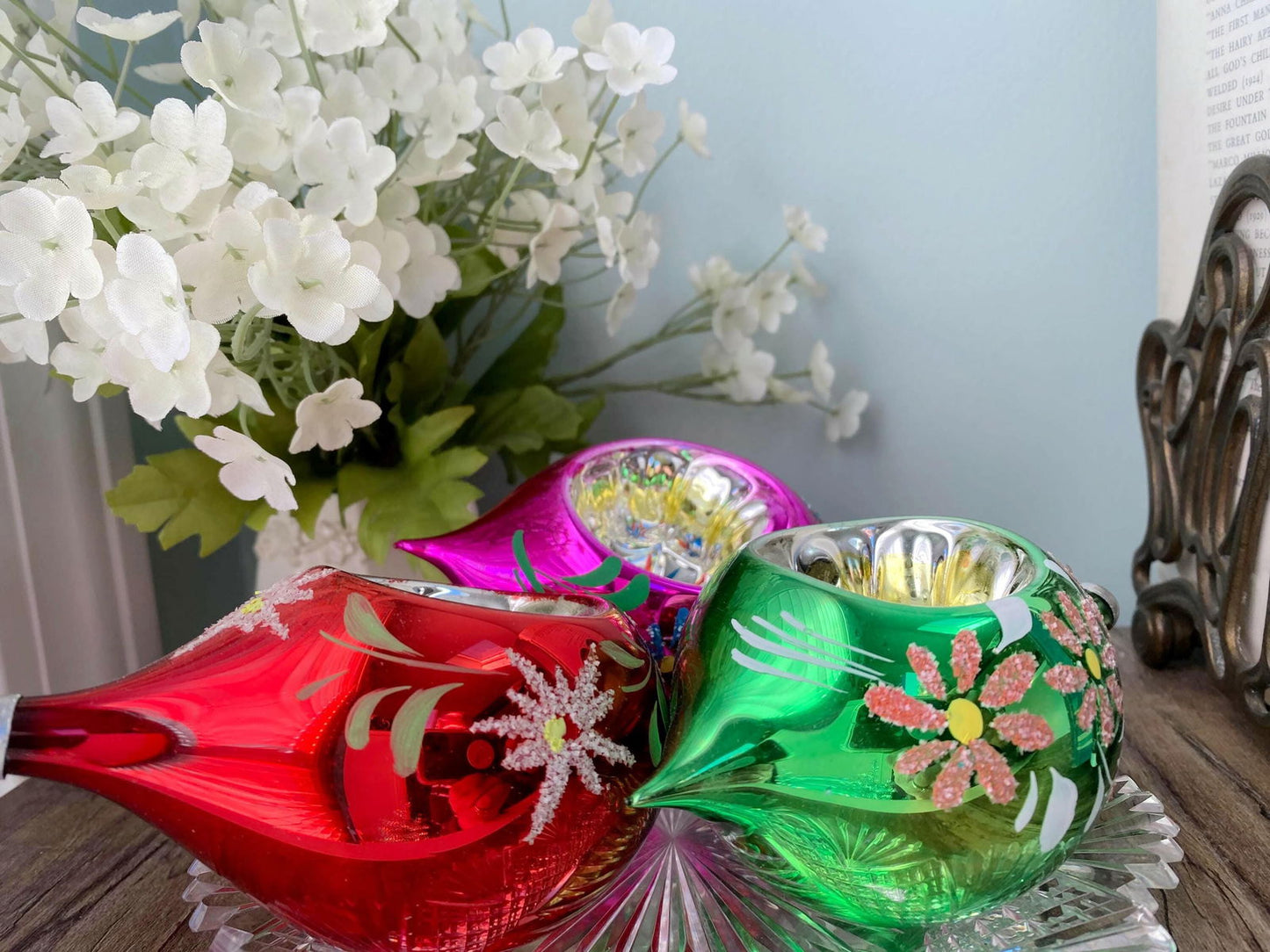 Vintage Italian Glass Indented Large Christmas Ornaments at Duckwells