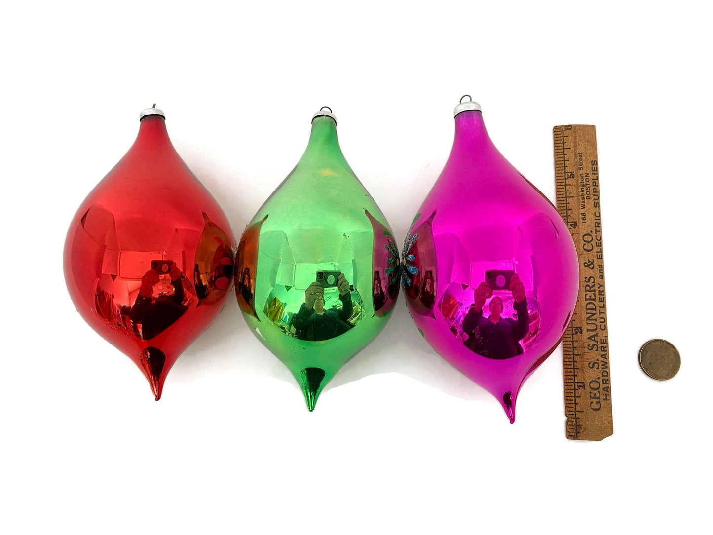 Vintage Italian Glass Indented Large Christmas Ornaments at Duckwells