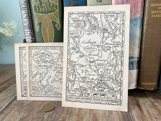 Vintage Maine Postcards Three World War II Era Maps by A.D. Phillips at Duckwells