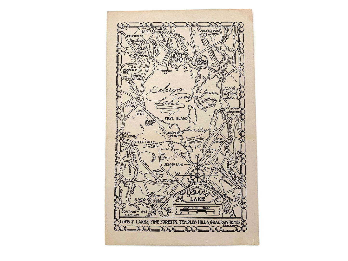 Vintage Maine Postcards Three World War II Era Maps by A.D. Phillips at Duckwells
