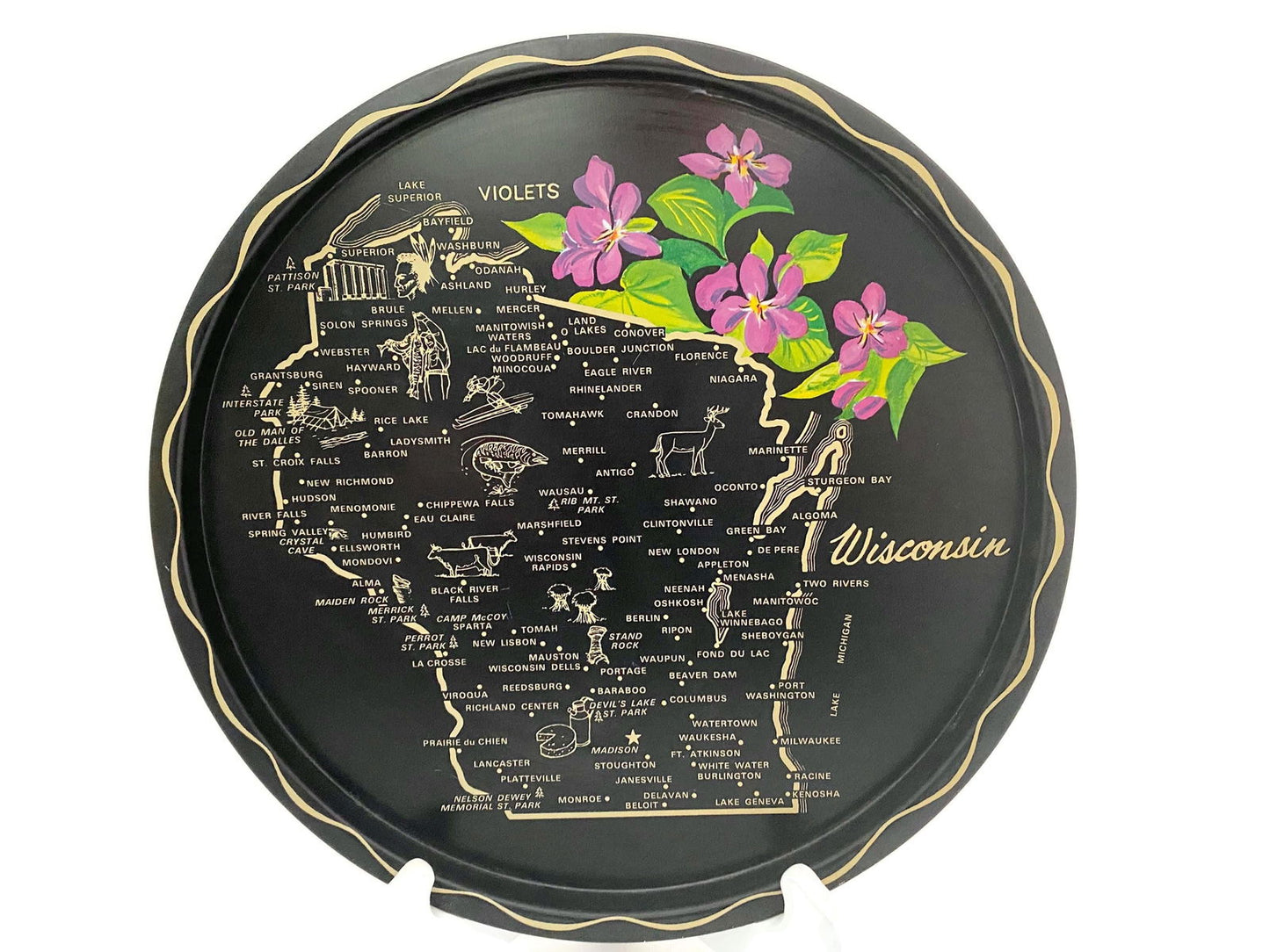 Vintage Mid Century Wisconsin Metal Souvenir Tray at Duckwells