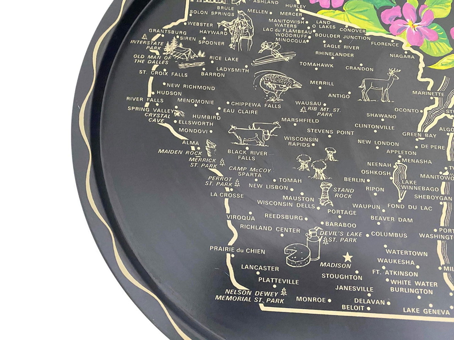 Vintage Mid Century Wisconsin Metal Souvenir Tray at Duckwells