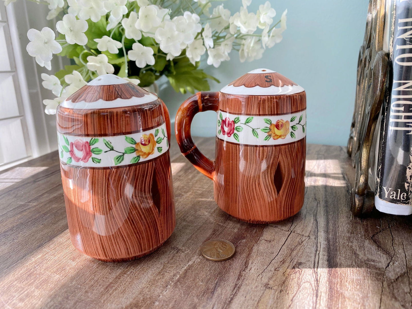 Vintage Orchard Ware Ceramic Salt and Pepper Shakers - Duckwells