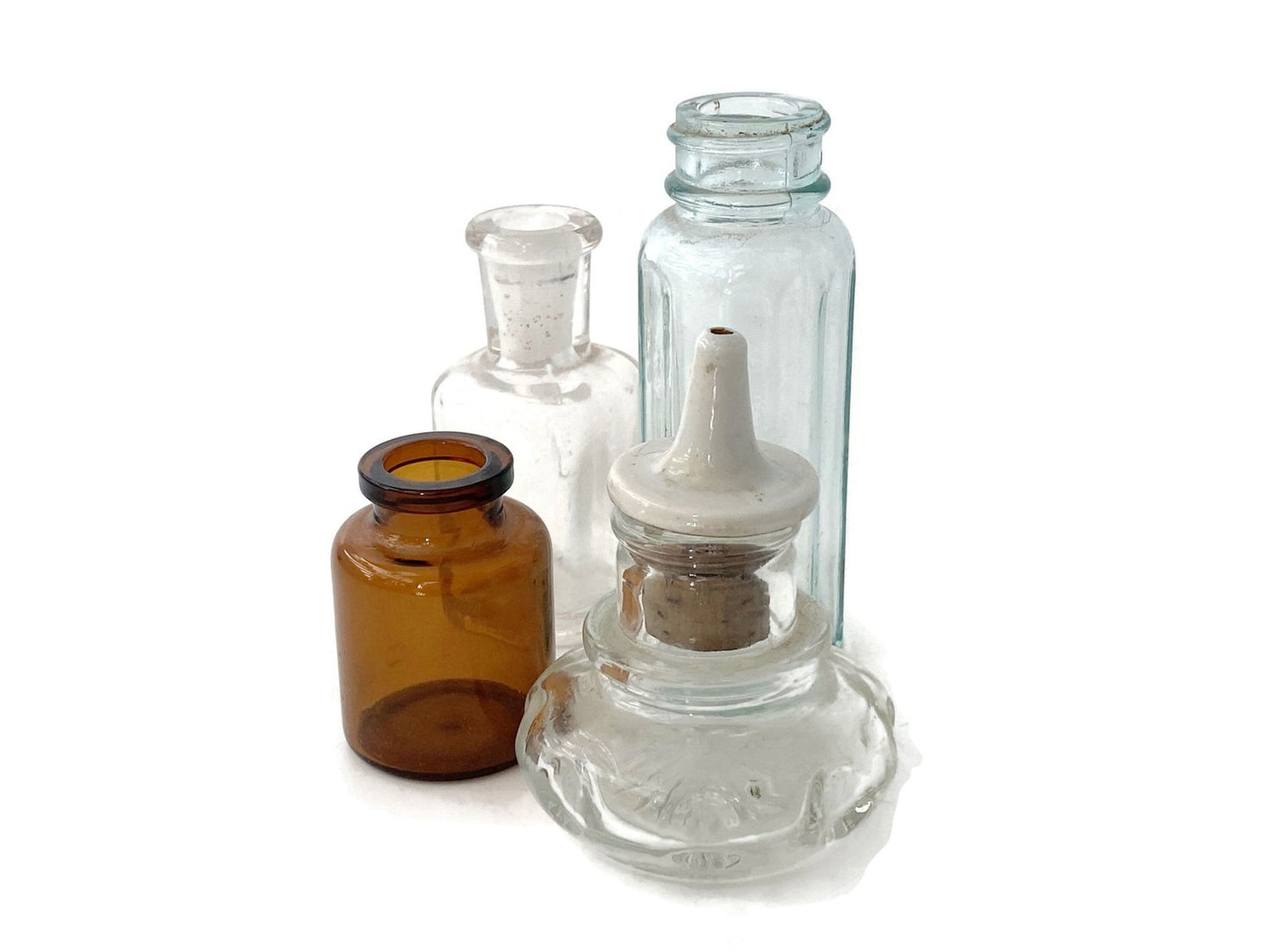 Vintage Small Apothecary Empty Bottles - Duckwells