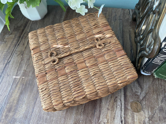 Vintage Square Basket with Lid and Handle at Duckwells