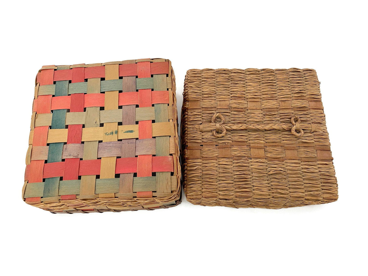 Vintage Square Basket with Lid and Handle at Duckwells