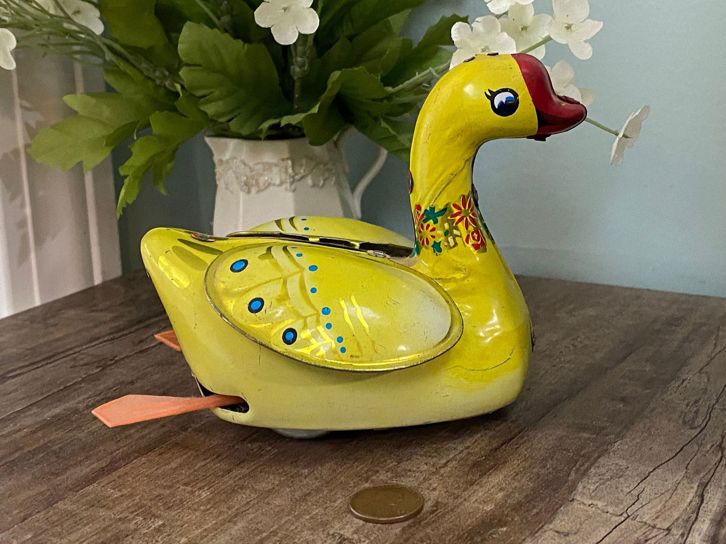 Vintage Swan Tin Litho Toy - Duckwells