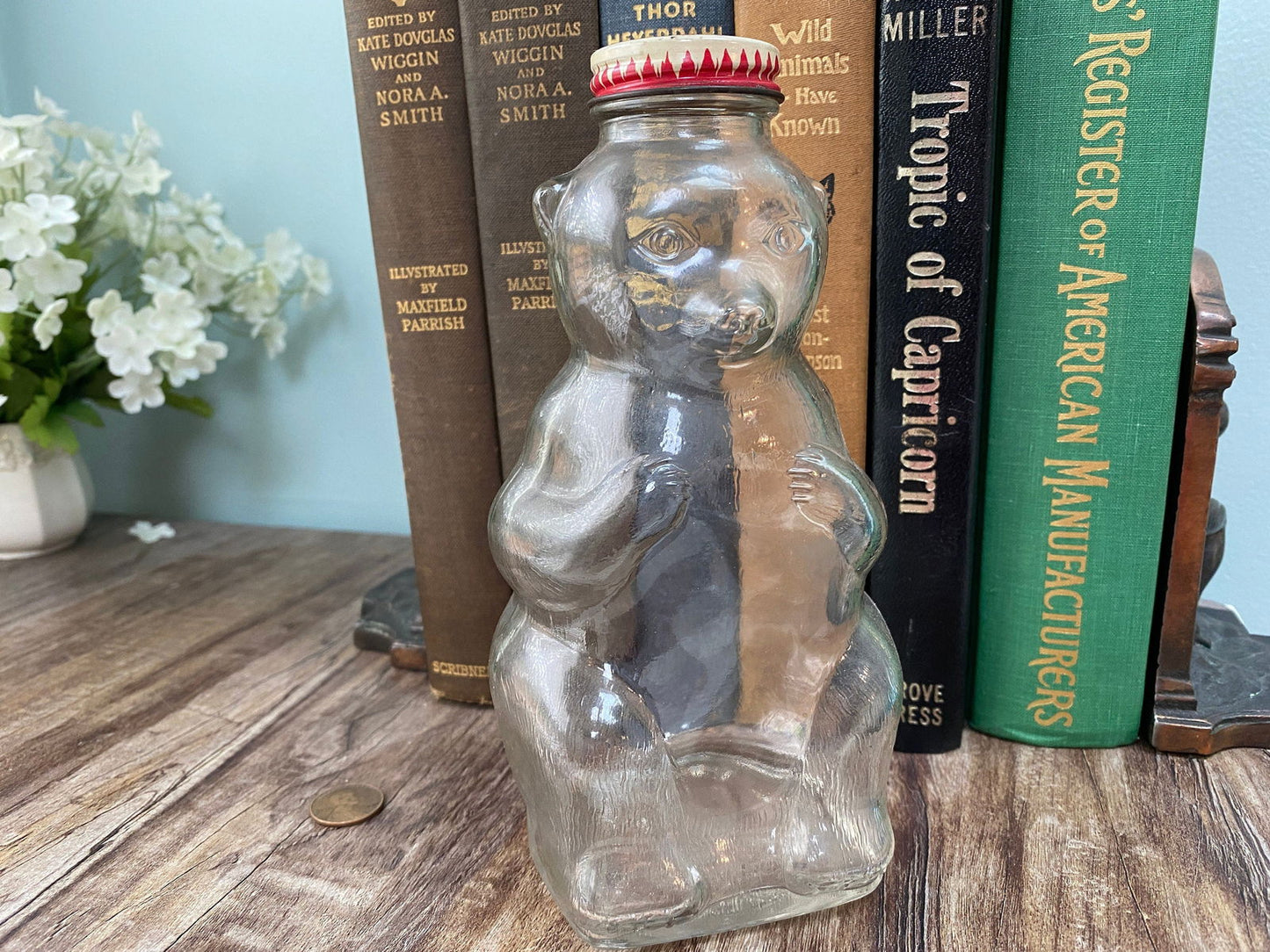 Vintage Teddy Bear Glass Bank at Duckwells