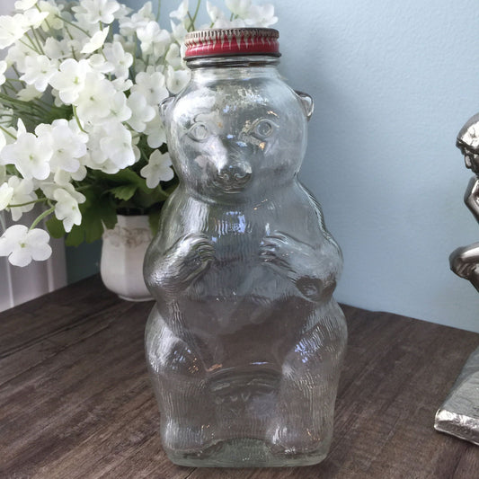 Vintage Teddy Bear Glass Bank at Duckwells