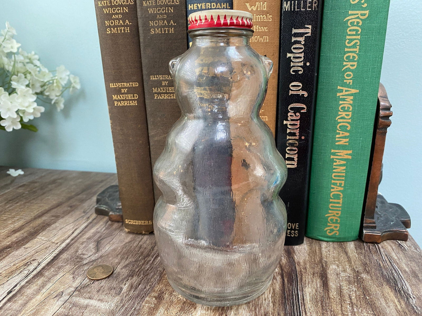 Vintage Teddy Bear Glass Bank at Duckwells