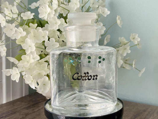 Vintage Triangular Glass Cotton Jar at Duckwells