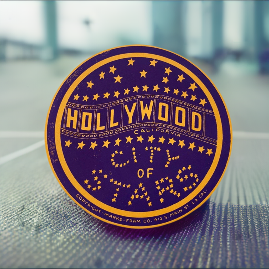 1930's Hollywood California Travel Sticker, City of Stars