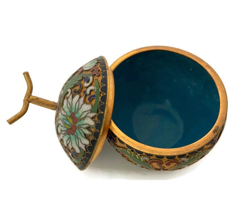 Vintage Chinese Cloisonne Enamel Trinket Box