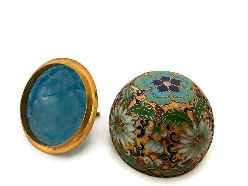 Vintage Chinese Cloisonne Enamel Trinket Box