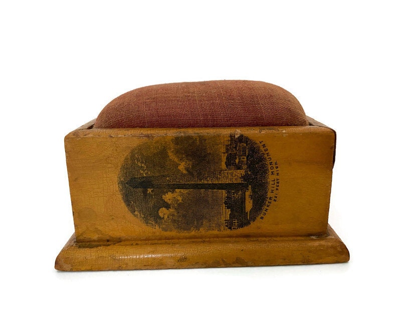 Antique Mauchline Ware Boston Souvenir Pin Cushion at Duckwells