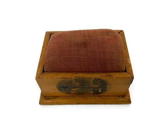Antique Mauchline Ware Boston Souvenir Pin Cushion at Duckwells