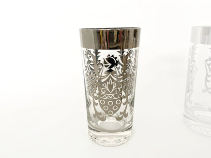 Midcentury Barware Signed Kimiko Silver Glassware