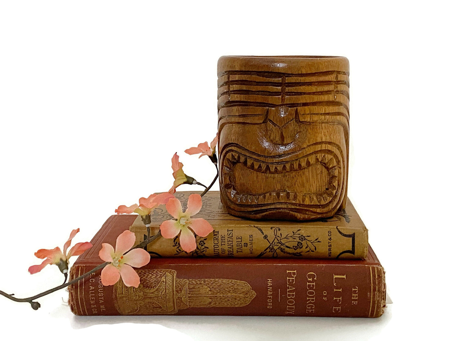 Midcentury Tiki Mug, Wood Tropical Home Decor at Duckwells