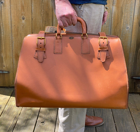 Vintage Zipp-O-Grip Large Leather Valise Doctors Bag Travel Luggage