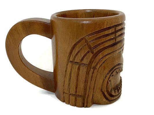 Midcentury Tiki Mug, Wood Tropical Home Decor at Duckwells