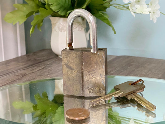 Vintage Yale & Towne Brass Padlock with 2 keys at Duckwells
