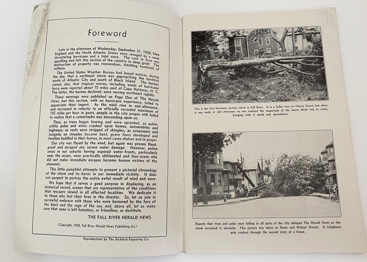Vintage Hurricane of '38 Booklet Pictures of Greater Fall River 1938 at Duckwells