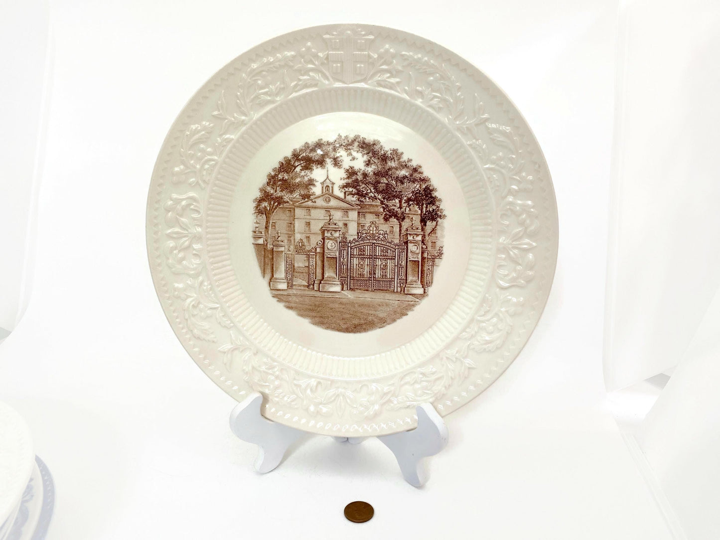 Vintage Brown University Souvenir Plate by Wedgwood, Van Wickle Gates