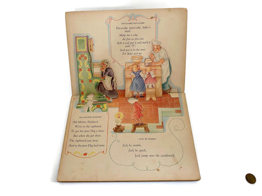 Vintage Pop Up Book, 1940s The Jolly Jump Ups Mother Goose at Duckwells