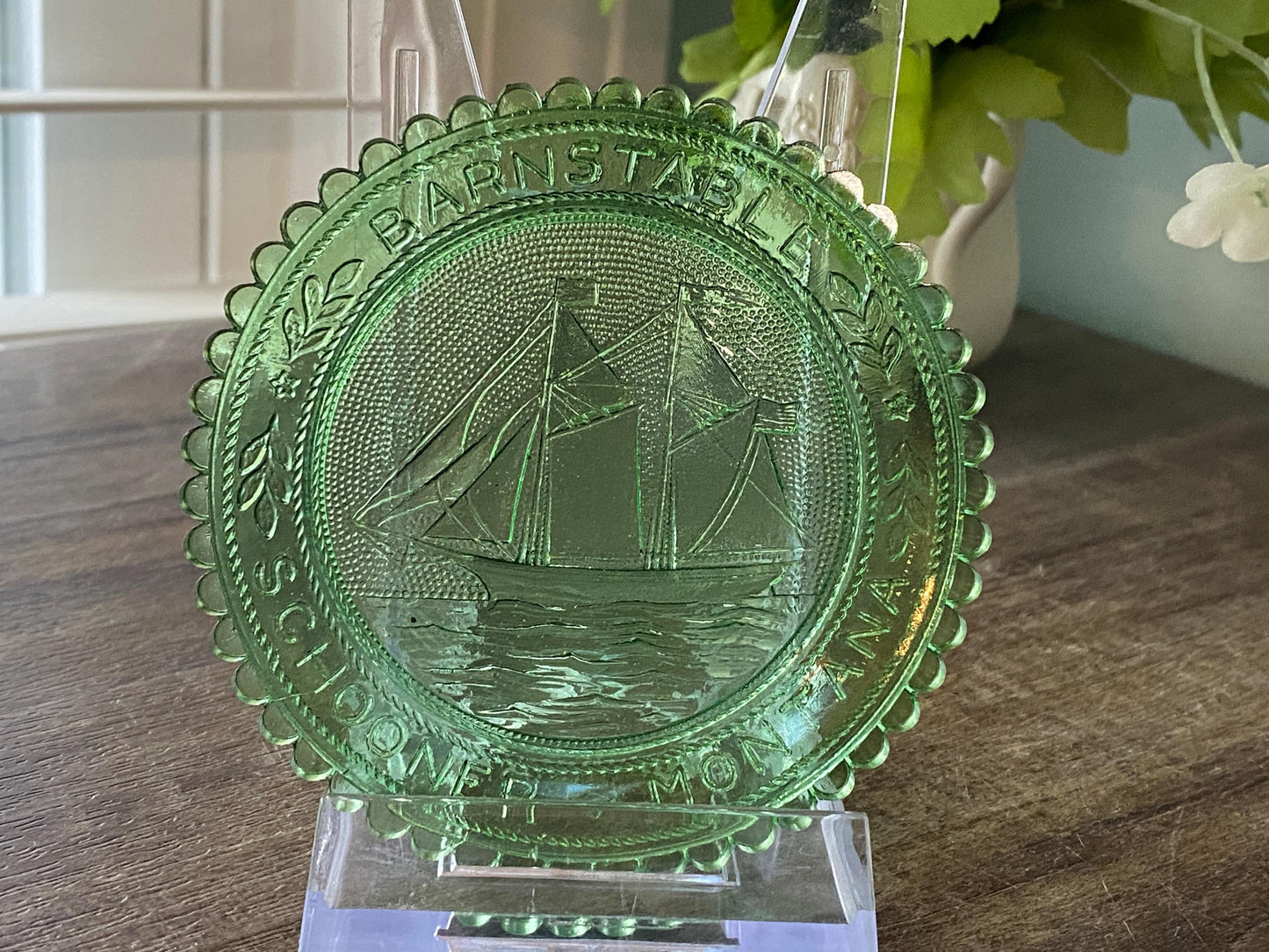 Vintage Pairpoint Green Glass Cup Plate at Duckwells