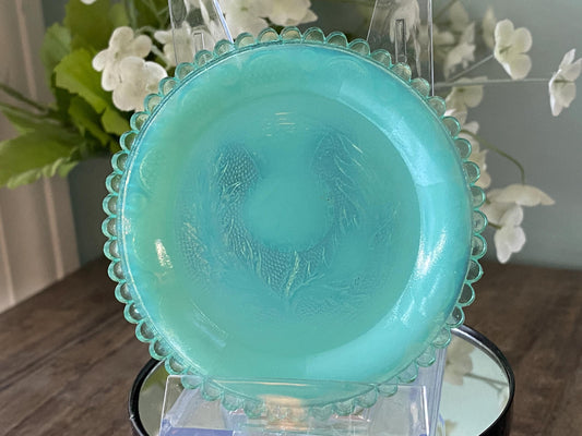 Vintage Pairpoint Glass Cup Plate Thistle #26 in Opalescent Teal at Duckwells