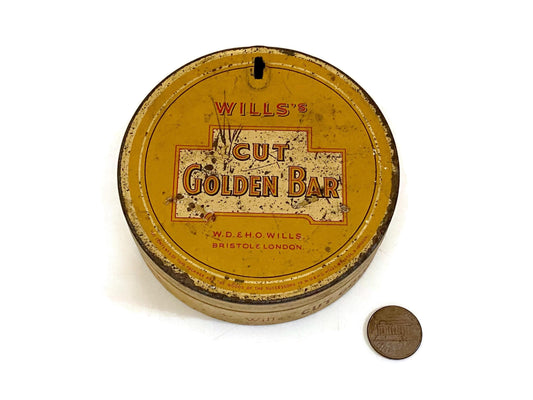 Antique Tobacco Tin Will's Cut Golden Bar at Duckwells