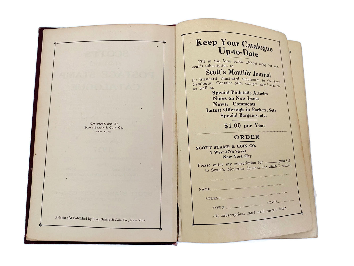 Antique Postage Stamp Catalogue 1927